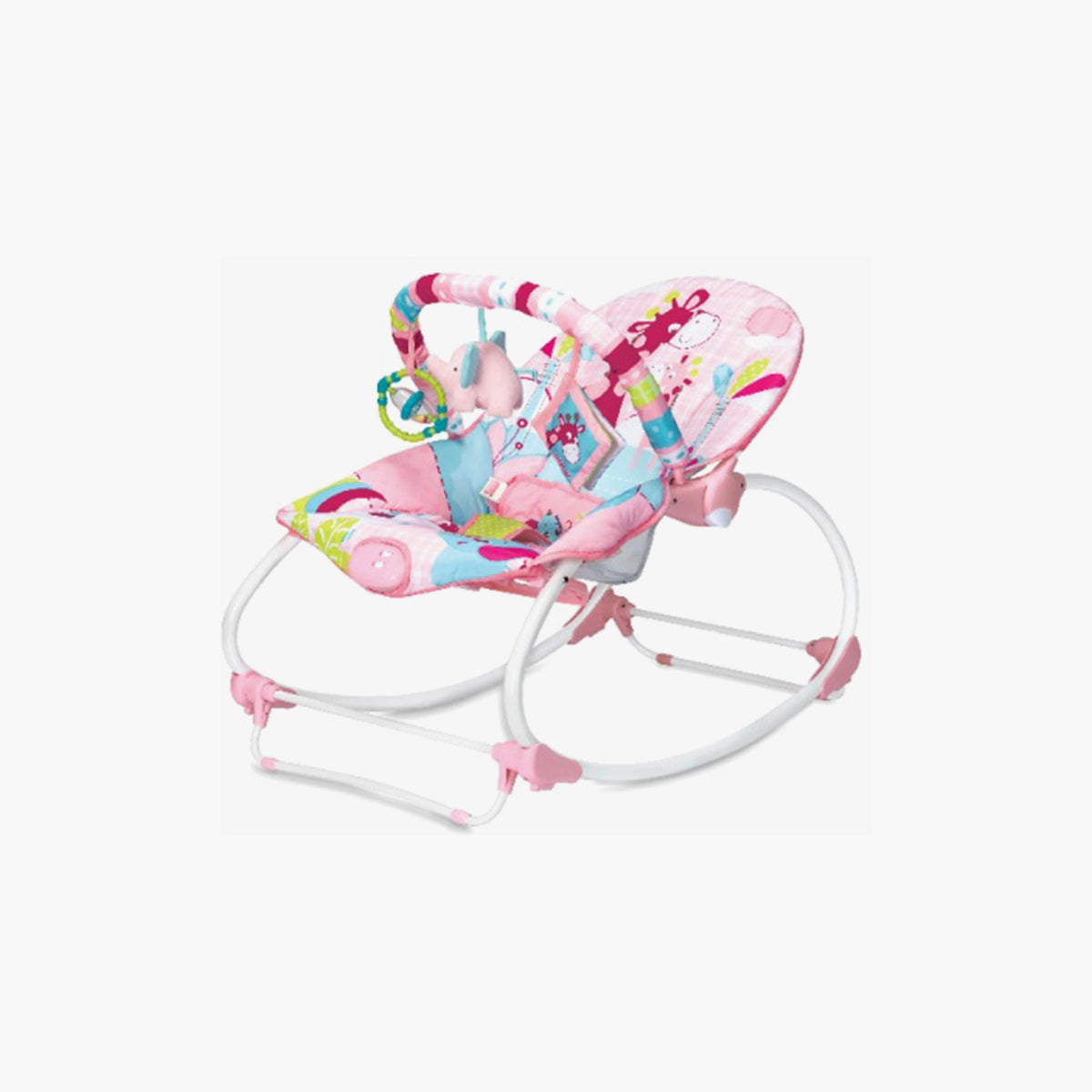 Mastela Zev Baby Rocker - Pink with Soothing Vibration & Toys – Lightweight & Foldable