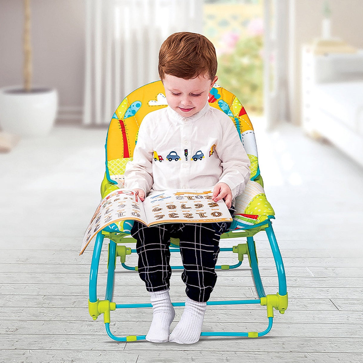 Mastela Zev Baby Rocker with Soothing Vibration & Toys – Lightweight & Foldable