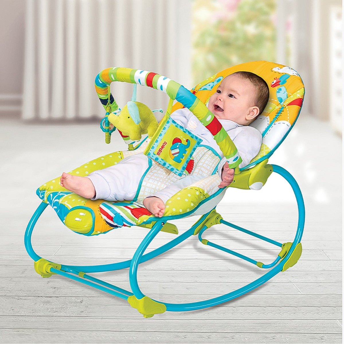 Mastela Zev Baby Rocker with Soothing Vibration & Toys – Lightweight & Foldable