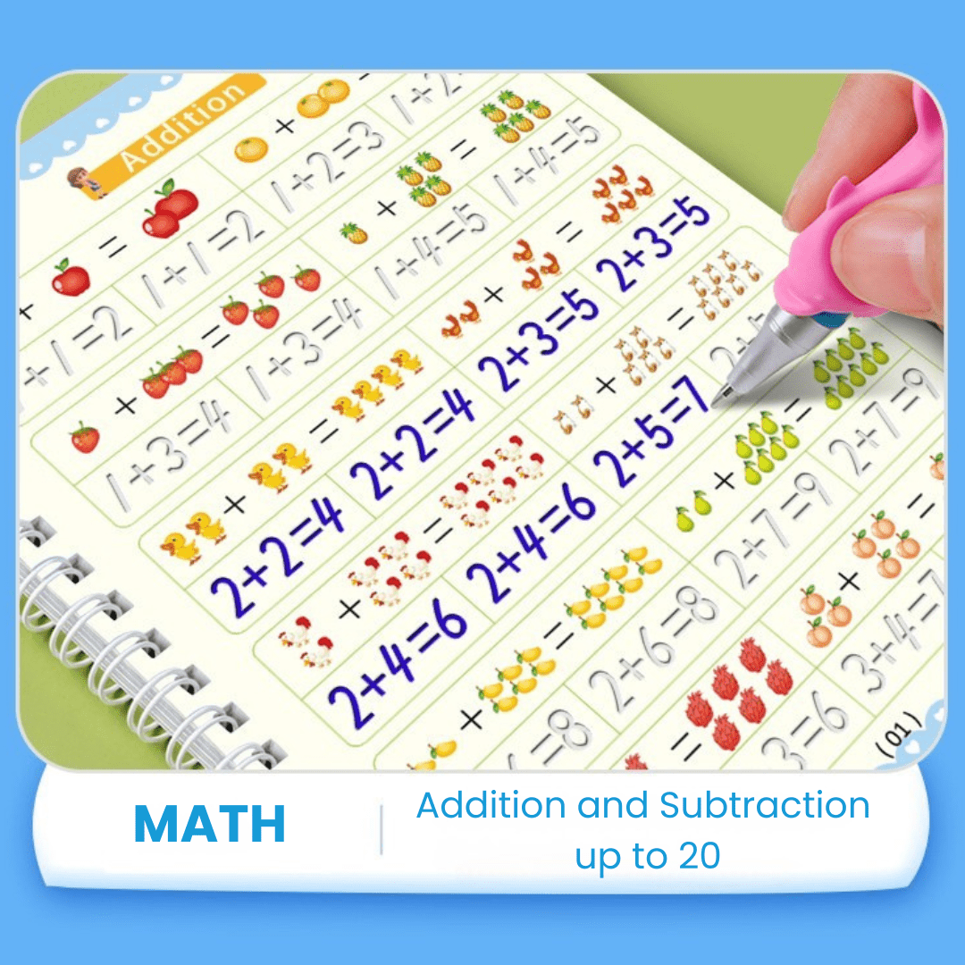 Magic Groove Copybook – Reusable Handwriting Practice tracing Book with Disappearing Ink for Kids