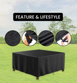 Square - Waterproof Garden Patio Furniture Cover Set – Heavy Duty 210D Oxford Fabric, UV Resistant, Black