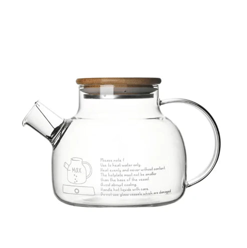 Glass Teapot with Bamboo Lid and Removable Infuser