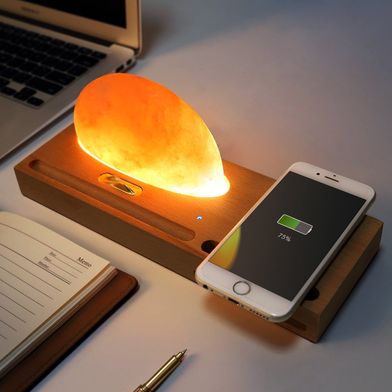 Sunrise Oriental LED Gift Table Salt Lamp With Mobile Wireless Charger